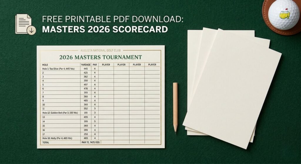 Printable 2026 Masters Scorecard