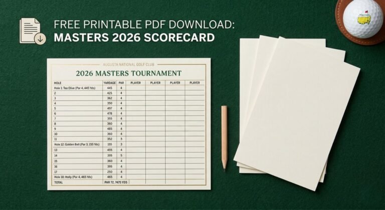 Printable 2026 Masters Scorecard